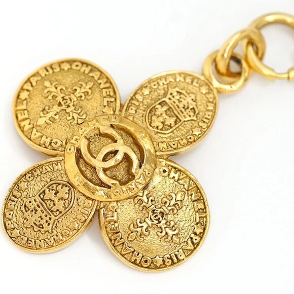 CHANEL CC Logo Cross Vintage Necklace 29" Gold Tone 28 Auth #24501 - Picture 4 of 9